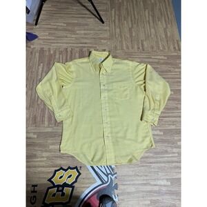 Vintage‎ Yellow Button Down Long Sleeve Dress Shirt Menswear Classic